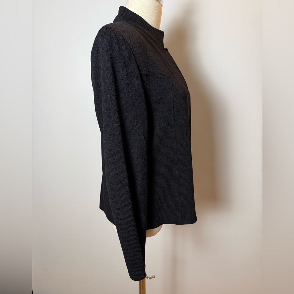 St. John Black Textured Knit Jacket Size 10 - Picture 7 of 10
